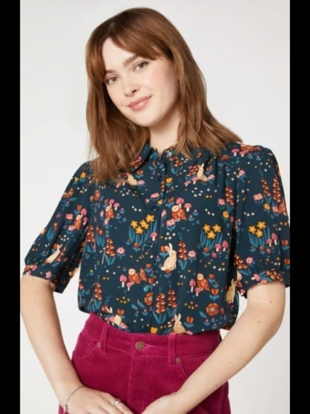 NWT Teal Princess Highway Whimsical Night Blouse (with bunnies!) - Size Small